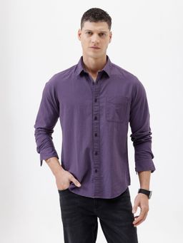 Crocodile - Men Purple Casual Textured Shirt