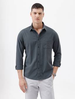 Crocodile - Men Green Casual Textured Shirt
