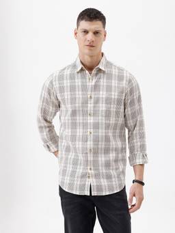 Crocodile - Mens White Casual Checks Shirt