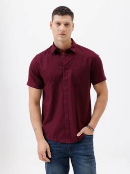 Crocodile - Men Maroon Casual Solid Shirt