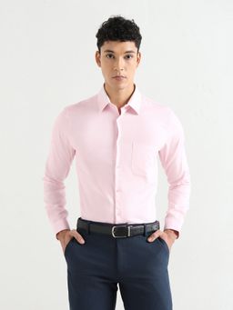 Subtract - Pink Men's Pure Cotton Comfort Fit Textured Shirt