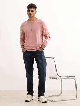 WROGN - Pink Slim Fit Placement Typography Sweater