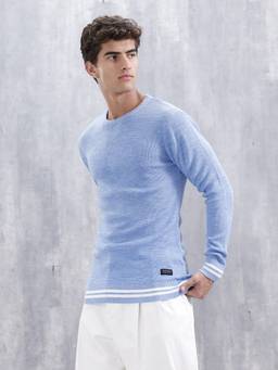 WROGN - Blue Slim Fit Crew Neck Sweater