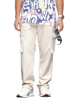 WROGN - Off White Men's Minimal Loose Fit Cargo