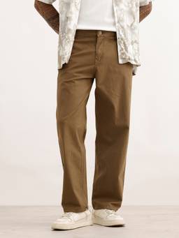 WROGN - Men Khaki Solid Loose Fit Trouser