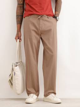 WROGN - Brown Textured Loose Fit Trousers
