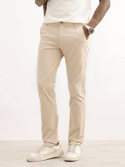 WROGN - Off White Solid Slim Fit Trouser