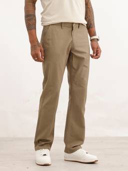 WROGN - Beige Classic Solid Straight Fit Trouser
