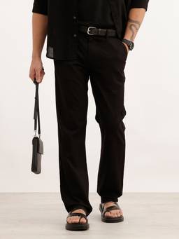 WROGN - Black Solid Straight Fit Trouser