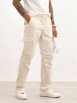 WROGN - Beige Solid Straight Fit Cargo
