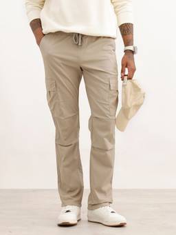 WROGN - Beige Solid Straight Fit Cargo
