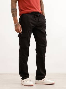 WROGN - Black Solid Straight Fit Cargo