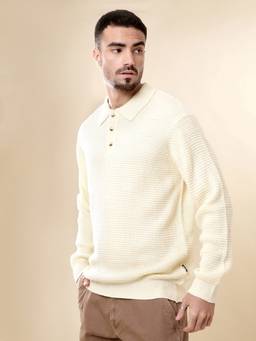WROGN - Cream Knit Polo Neck Sweater