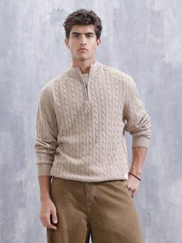 WROGN - Beige Slim Fit Casual Sweater