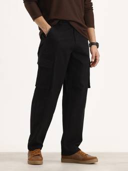 WROGN - Men Black Solid Loose Fit Cargo