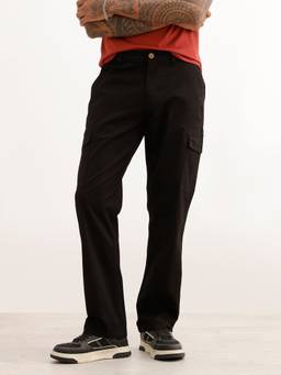 WROGN - Black Solid Straight Fit Cargo