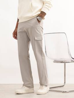 WROGN - Men Grey Solid Straight Fit Cargo