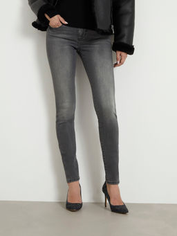 Guess - Grey Cotton Blend Solid Skinny Fit Jeans