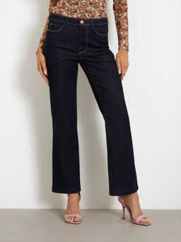 Guess - Blue Cotton Blend Solid Jeans