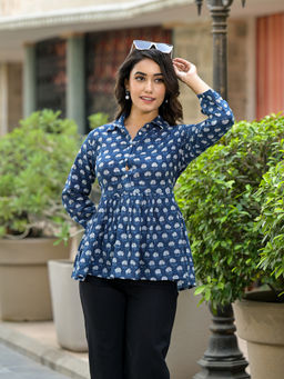 Varanga - Floral Printed Peplum Short Kurti