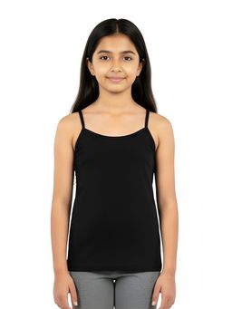 mackly - Girls Black Solid Cotton In-Built Bra Camisole