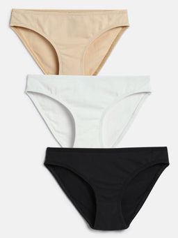 mackly - Girls Multi-Color Solid Cotton Briefs (Pack of 3)