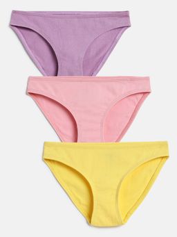 mackly - Girls Multi-Color Solid Cotton Briefs (Pack of 3)