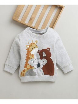 Bumzee - Boys Grey Melange Full Sleeves Round Neck Sweatshirt