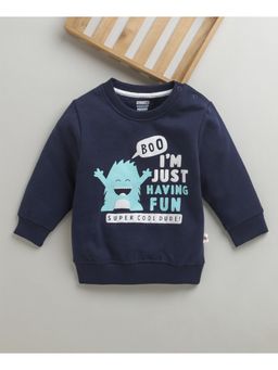 Bumzee - Boys Navy Blue Full Sleeves Round Neck Sweatshirt