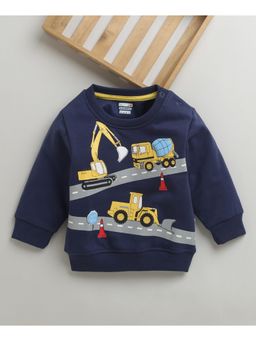 Bumzee - Boys Navy Blue Full Sleeves Round Neck Sweatshirt