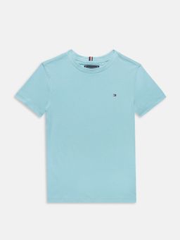 Tommy Hilfiger - Boys Blue Solid Regular Fit Cotton T-Shirt