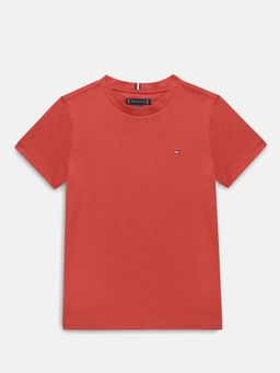 Tommy Hilfiger - Boys Red Solid Regular Fit Cotton T-Shirt