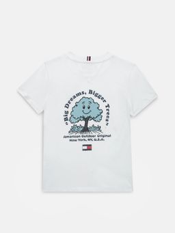 Tommy Hilfiger - Boys White Graphic Regular Fit Cotton T-Shirt