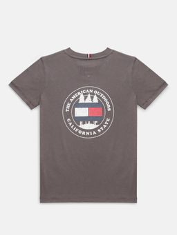 Tommy Hilfiger - Boys Brown Graphic Regular Fit Cotton T-Shirt