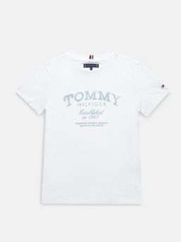 Tommy Hilfiger - Boys White Logo Regular Fit Cotton T-Shirt