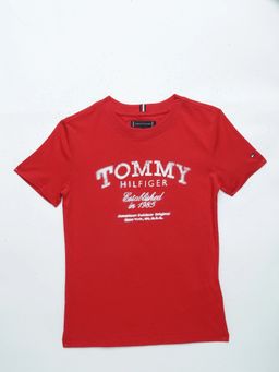 Tommy Hilfiger - Boys Red Logo Regular Fit Cotton T-Shirt