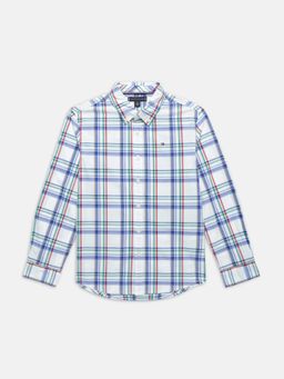 Tommy Hilfiger - Boys White Checks Regular Fit Cotton Shirt