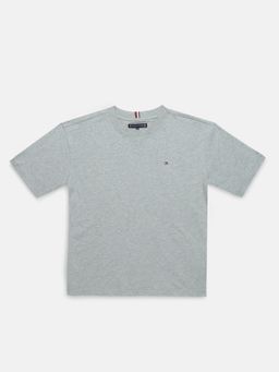 Tommy Hilfiger - Boys Grey Solid Regular Fit Cotton T-Shirt