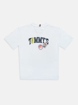 Tommy Hilfiger - Boys White Graphic Regular Fit Cotton T-Shirt