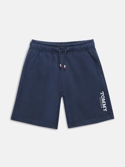 Tommy Hilfiger - Boys Navy Blue Regular Fit Logo Mid Rise Shorts