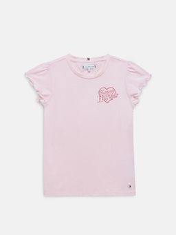 Tommy Hilfiger - Girls Pink Solid Regular Fit Cotton Top