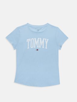 Tommy Hilfiger - Girls Blue Logo Regular Fit Cotton T-Shirt