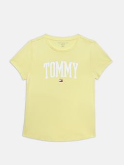 Tommy Hilfiger - Girls Yellow Logo Regular Fit Cotton T-Shirt