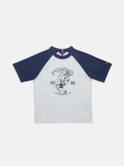 Tommy Hilfiger - Boys Grey Graphic Regular Fit Cotton T-Shirt