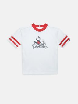 Tommy Hilfiger - Boys White Graphic Regular Fit Cotton T-Shirt