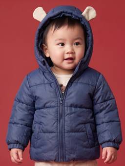 Nautinati - Baby Boys Navy Blue Hooded Puffer Jacket