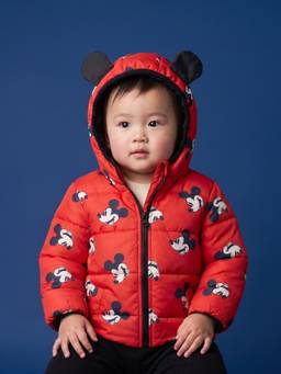 Nautinati - Baby Boys Red Disney Mickey Mouse Hooded Printed Puffer Jacket