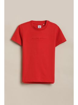 Allen Solly - Boys Red Solid Crew Neck T-Shirt