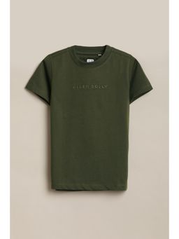 Allen Solly - Boys Olive Solid Crew Neck T-Shirt