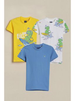 Allen Solly - Boys Multi Print Crew Neck T-Shirt (Pack of 3)